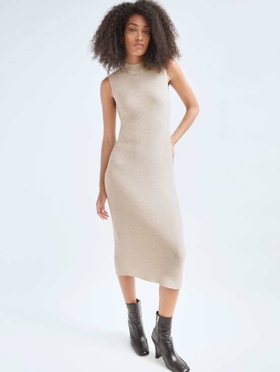 Aritzia Dresses & Skirts - Arizia Babaton Aesthetica Dress Merino Wool Midi Dress, S Cream Minimalist